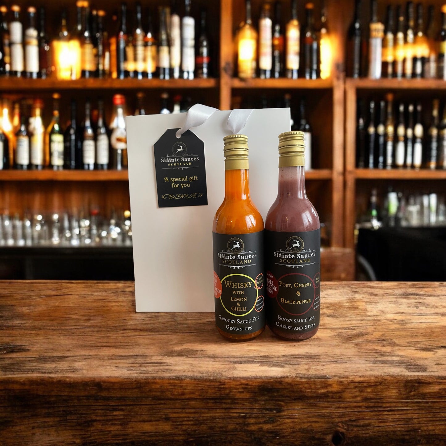 Savoury Sauce Gift Set - Whisky, Lemon with Chilli & A Port, Cherry & Black Pepper