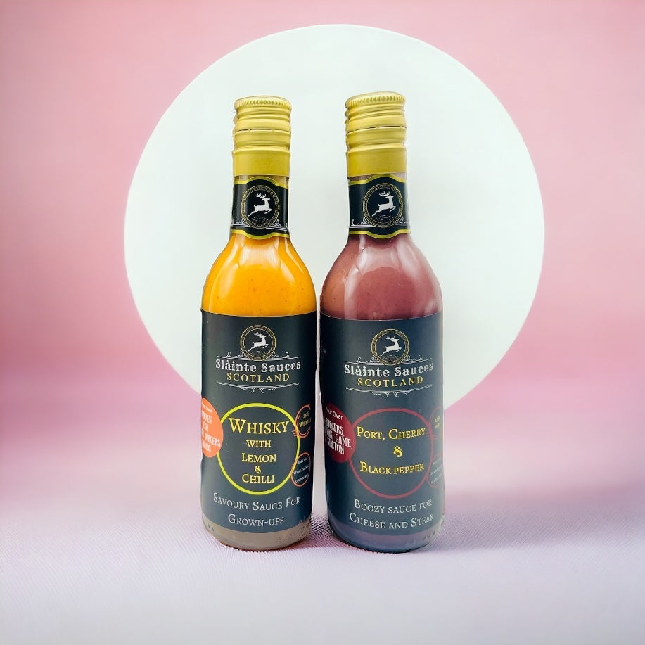 Set of 2 Boozy Savoury sauces for burgers and cheese!