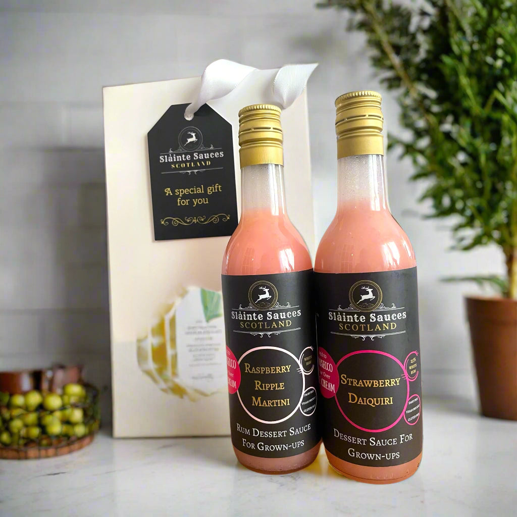 Cocktail inspired dessert sauce Gift Set - Raspberry Ripple Martini & Strawberry Daiquiri